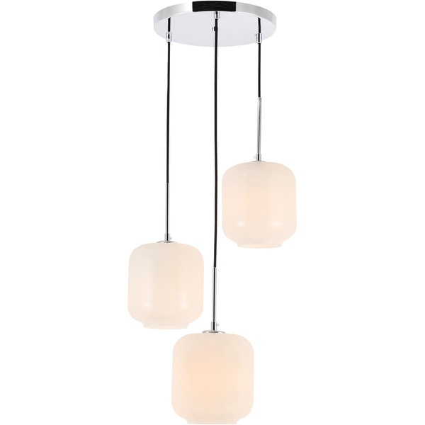 Living District Collier 3 Light Chrome And Frosted White Glass Pendant LD2275C